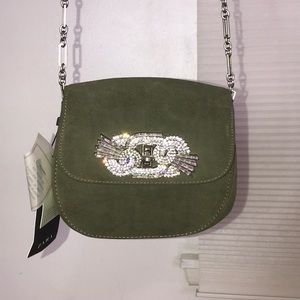 Zara green faux suede cross body bag
